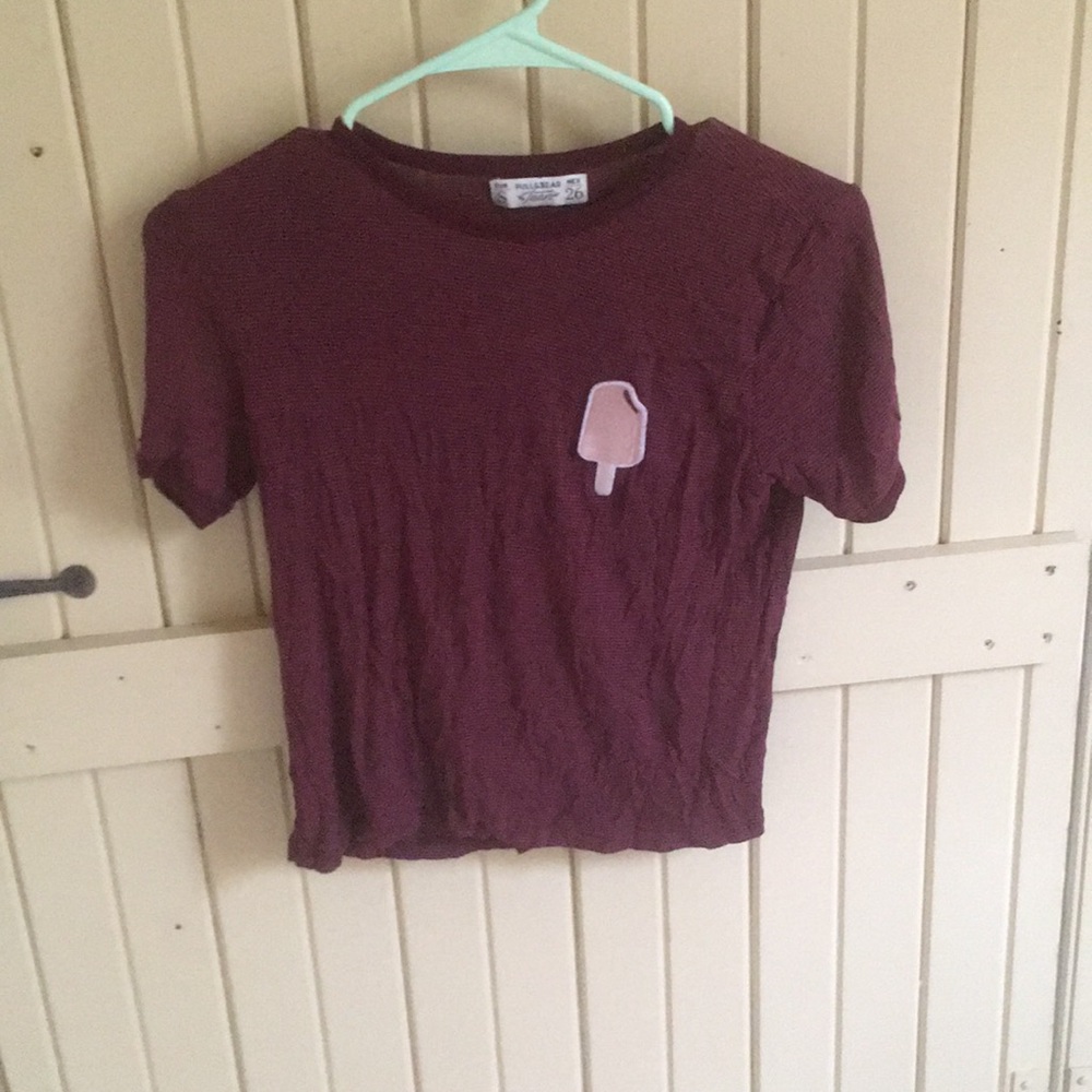 Soft red t shirt with ice cream patch